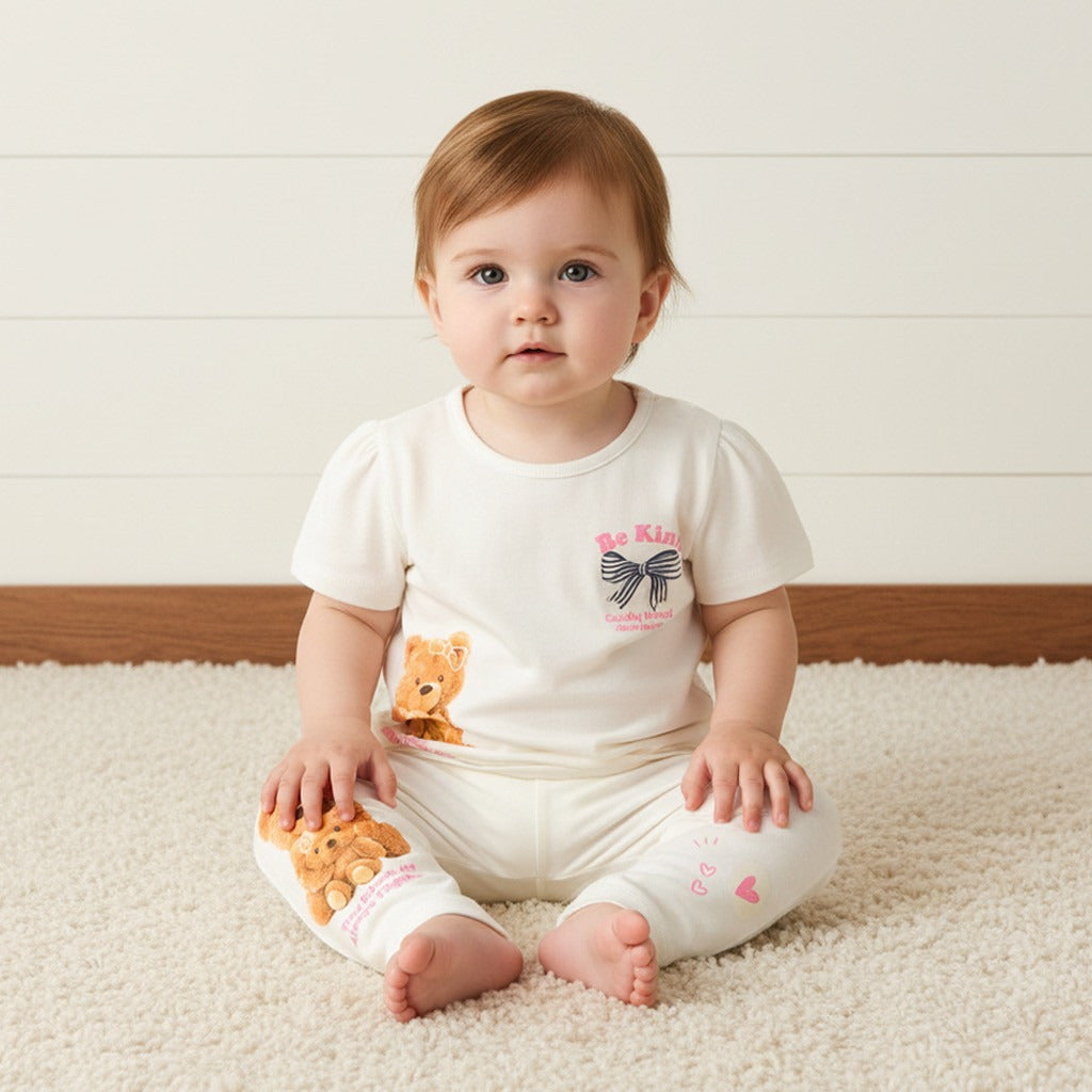 Bear Print T-shirt - Cream / 12-18 mths