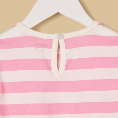 Teddy Bear Print Striped Top
