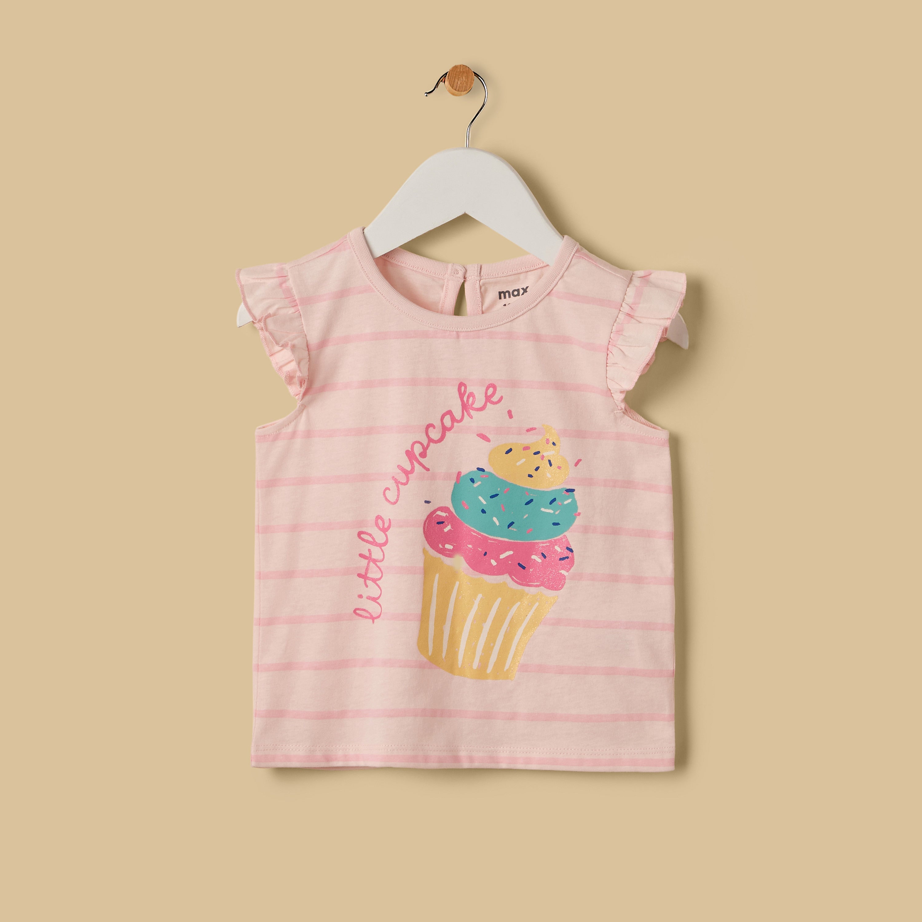 Cupcake Print Striped Top - Pink / 12-18 mths