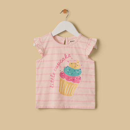Cupcake Print Striped Top - Pink / 12-18 mths