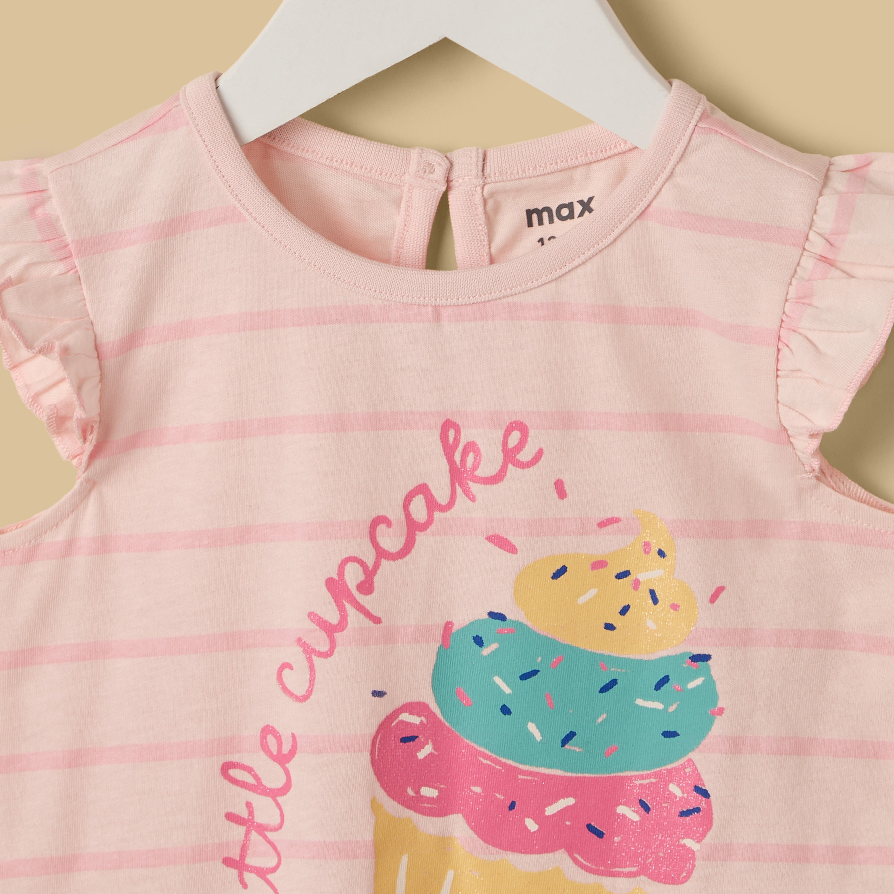 Cupcake Print Striped Top