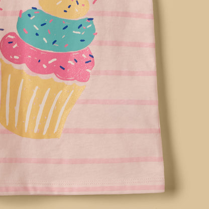 Cupcake Print Striped Top