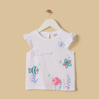 Underwater Print Sleeveless Top - White / 12-18 mths