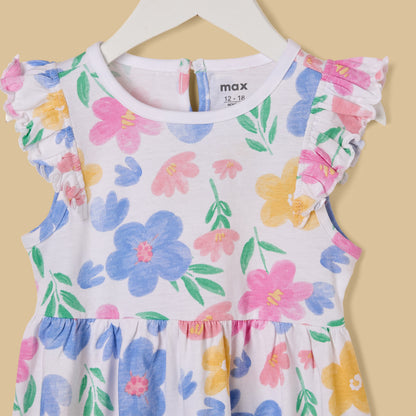 Floral Print Cotton Sleeveless Dress