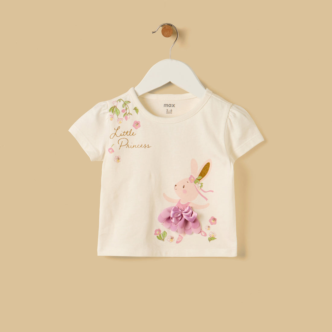 Bunny Embellished Cotton T-shirt - White / 12-18 mths