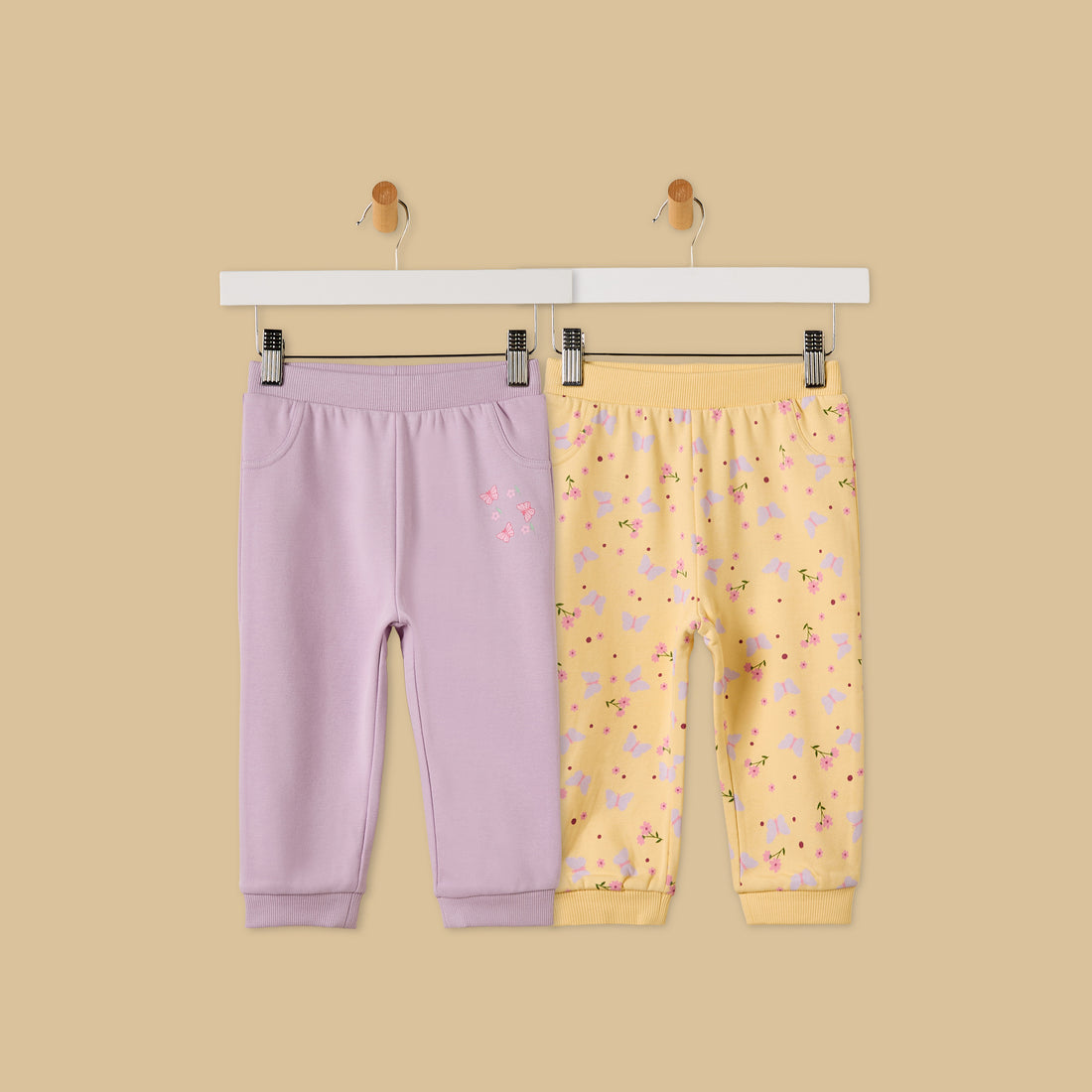 Pack of 2 - Butterfly Print Cotton Joggers - Multicolour / 12-18 mths