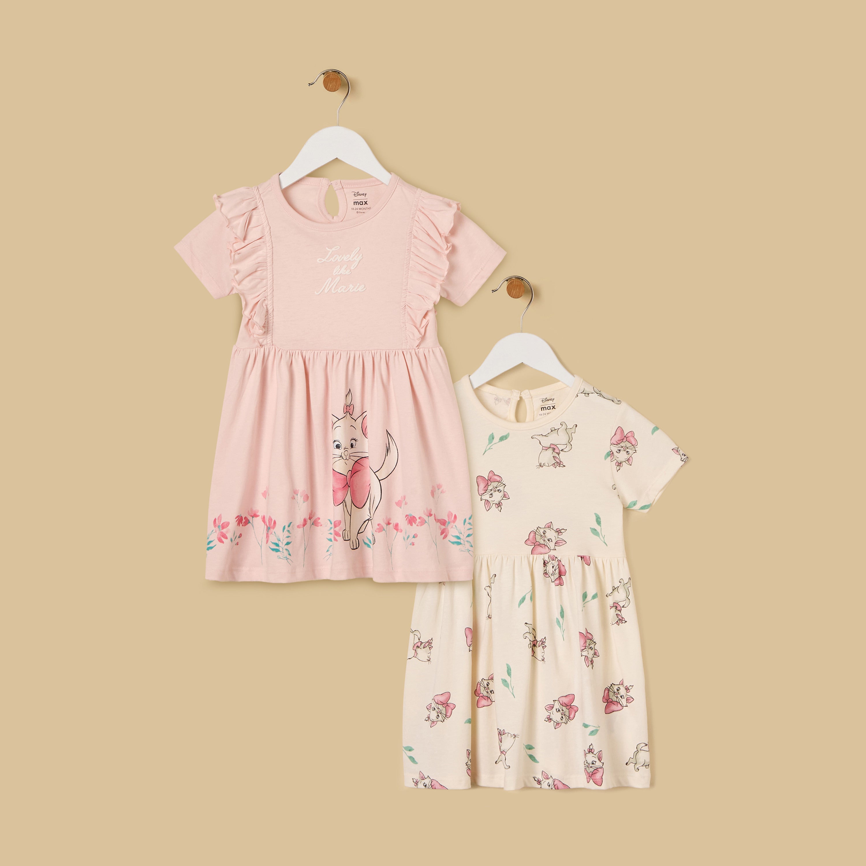 Pack of 2 - Marie Print Cotton Dress - Pink / 12-18 mths