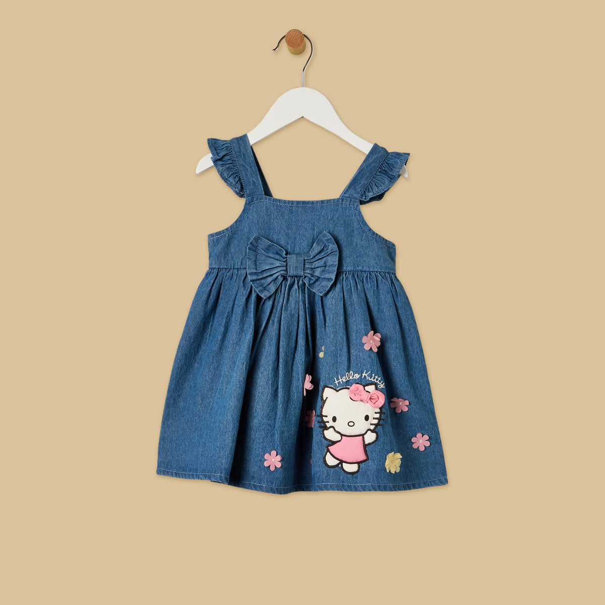 Hello Kitty Print Denim Pinafore and Top Set
