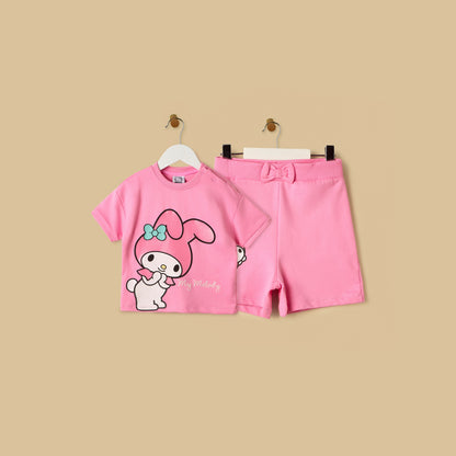 My Melody Print Cotton T-shirt and Shorts Set