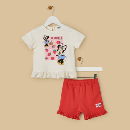 Minnie Mouse Print Top and Shorts Set