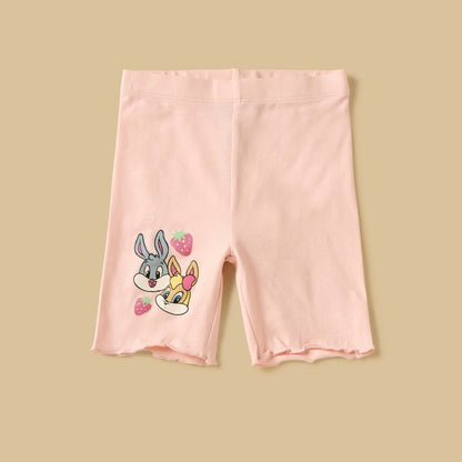 Looney Tunes Print Cotton T-shirt with Shorts and Headband