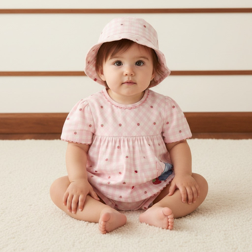 Stitch Print Top and Shorts Set with Hat