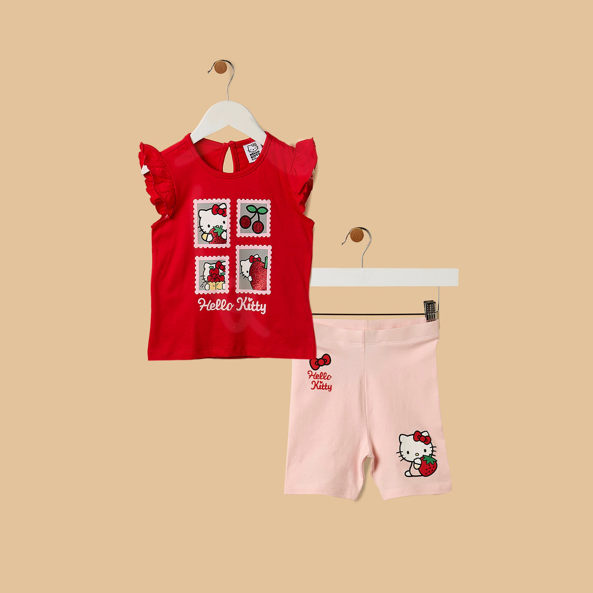 Hello Kitty Print Top and Short Leggings Set