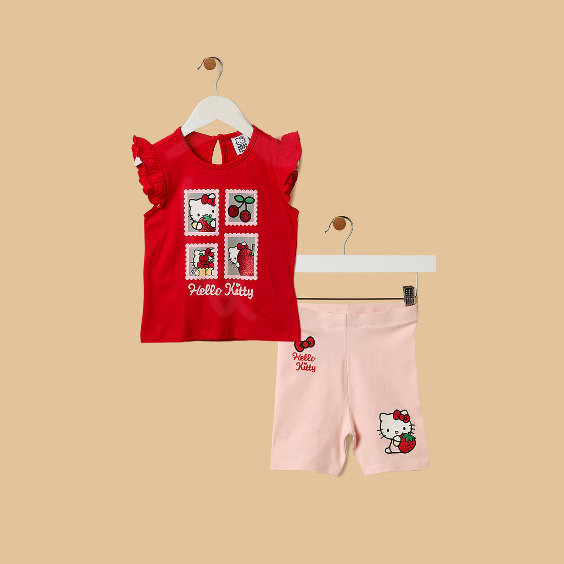 Hello Kitty Print Top and Short Leggings Set