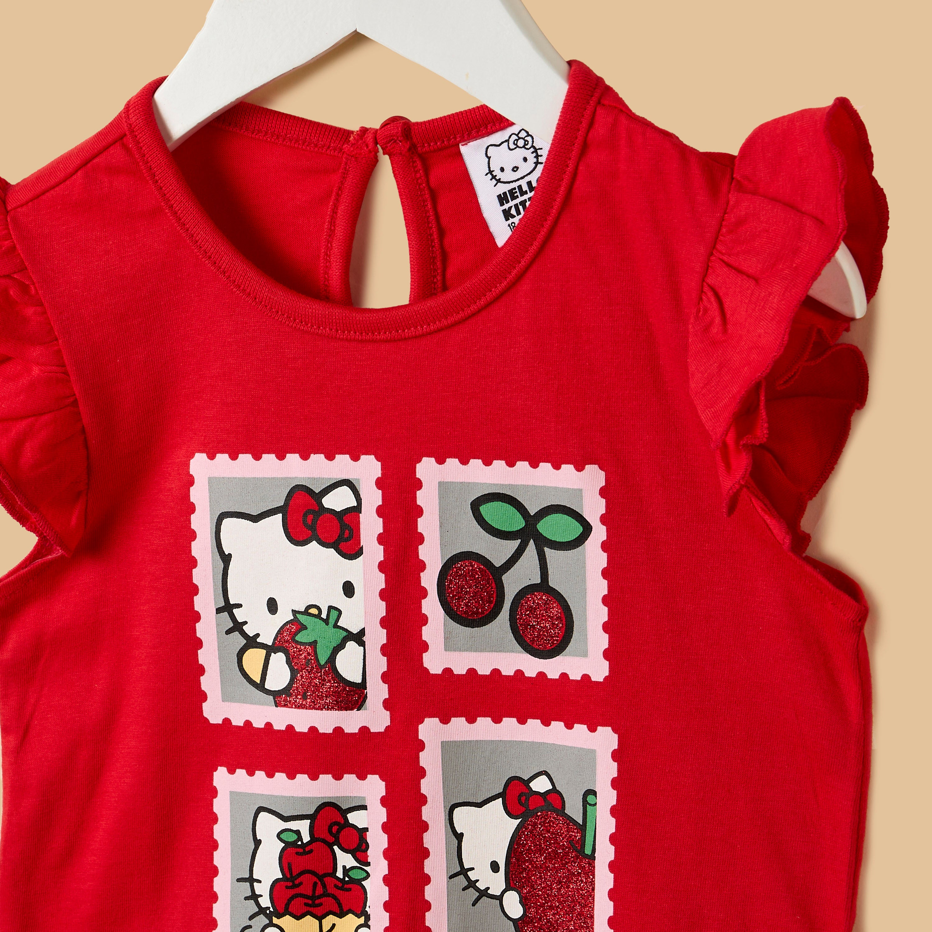 Hello Kitty Print Top and Short Leggings Set