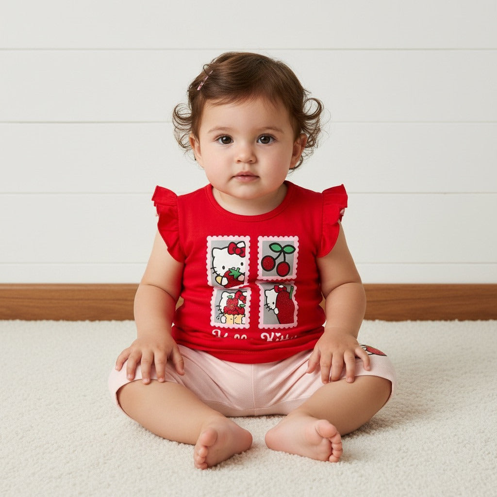 Hello Kitty Print Top and Short Leggings Set - Multicolour / 12-18 mths