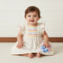 Angel and Stitch Print Striped Ruffle Sleeves Dress - White / 12-18 mths