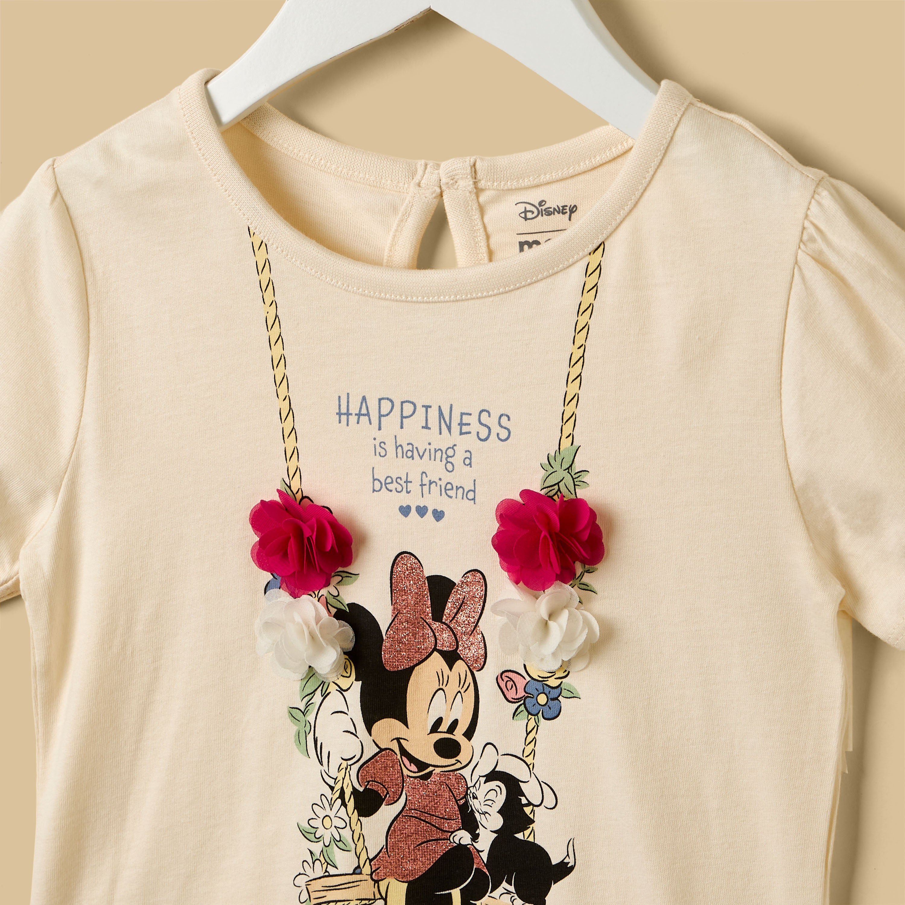Minnie Mouse Print T-shirt and Short Leggings Set