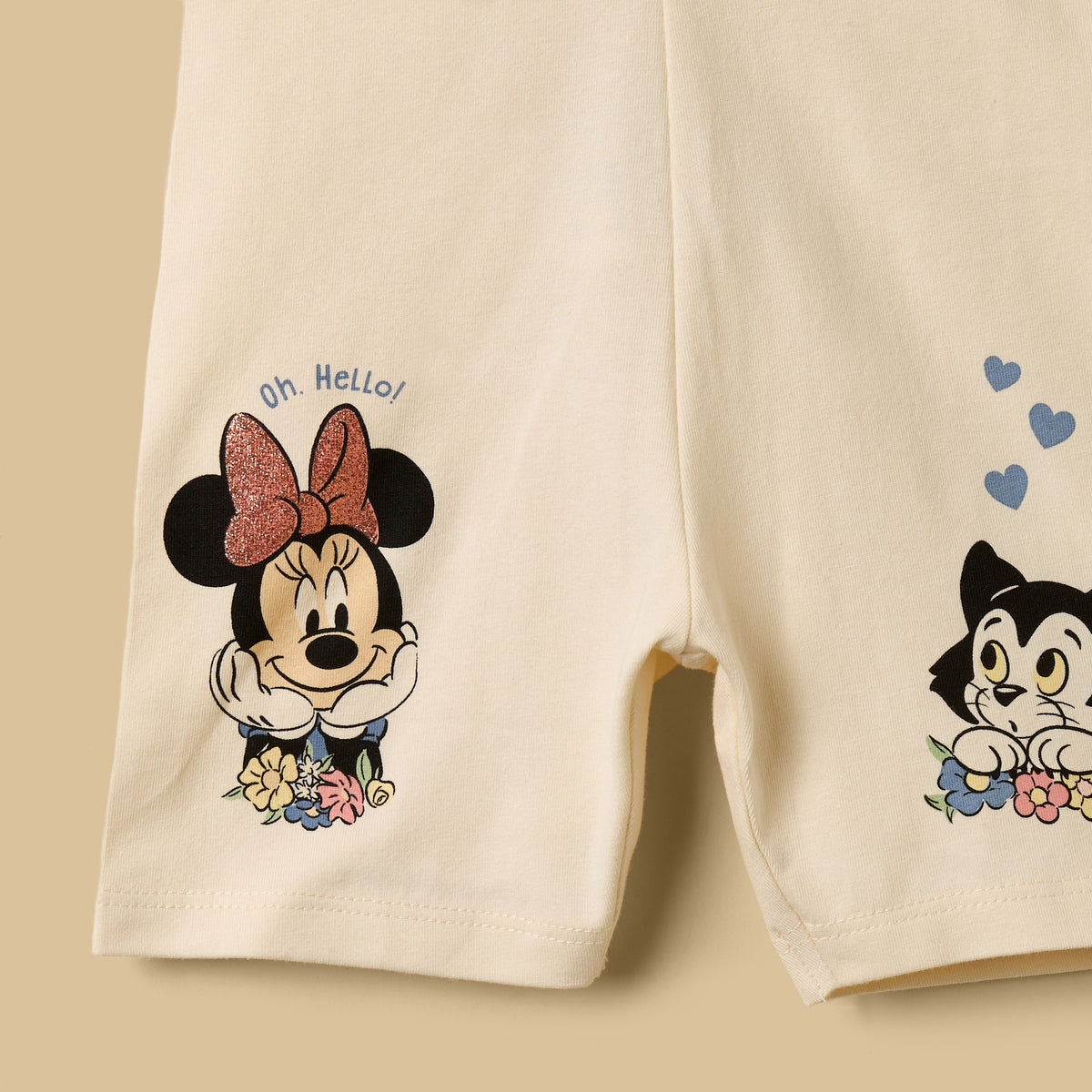Minnie Mouse Print T-shirt and Short Leggings Set