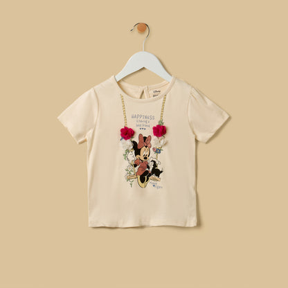 Minnie Mouse Print T-shirt and Short Leggings Set