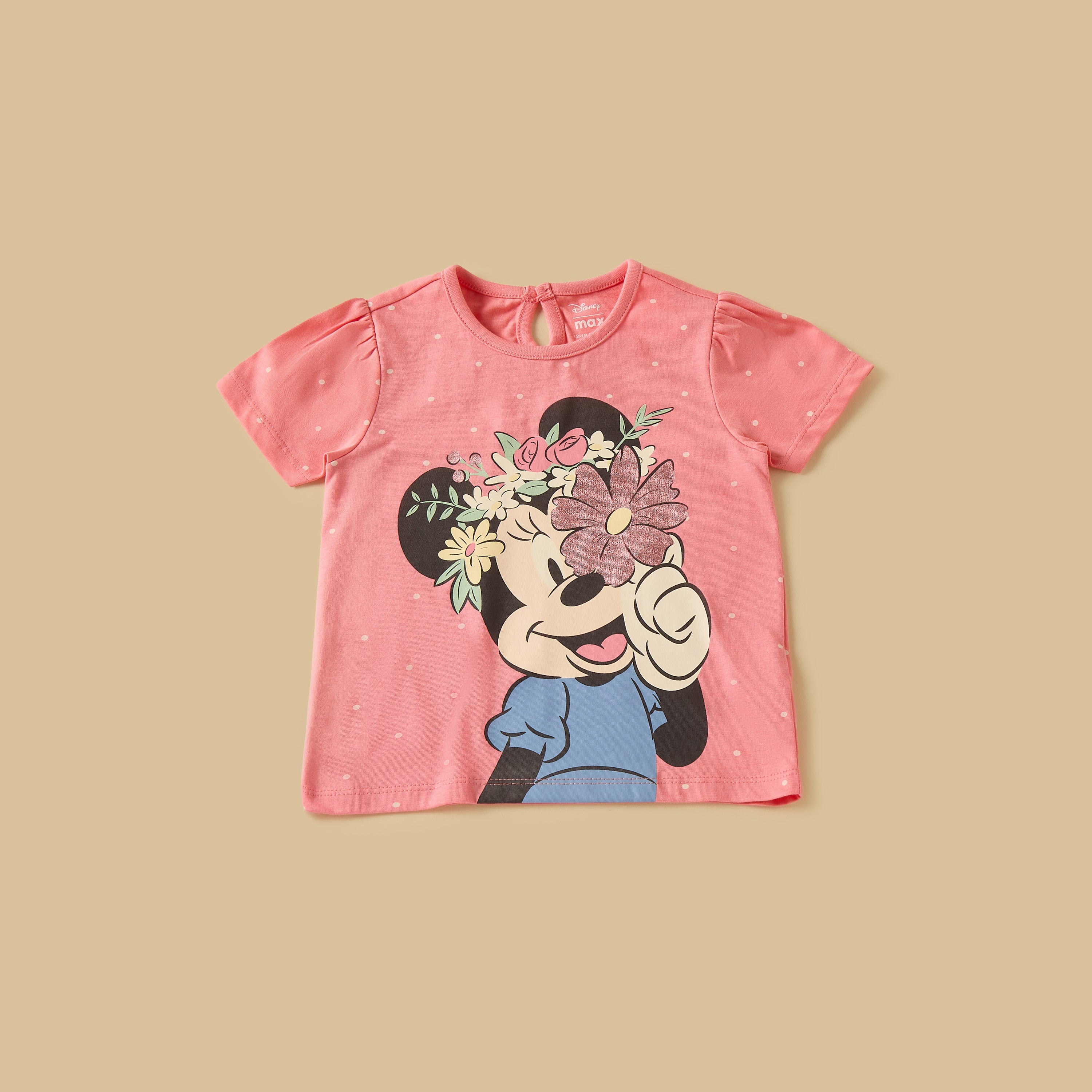 Minnie Mouse Print T-shirt with Shorts and Cap