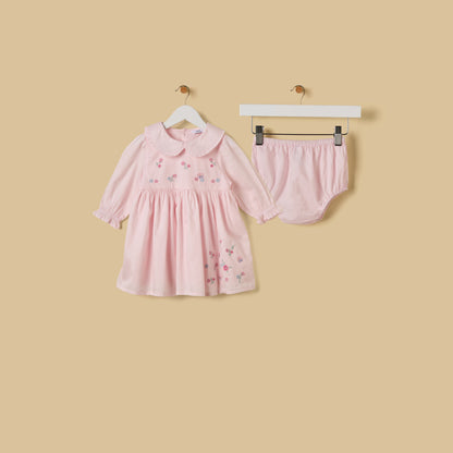 Embroidered Cotton Dress with Bloomers