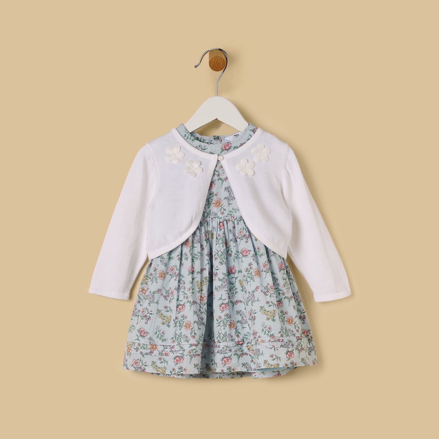 Floral Print Dress with Shrug - Blue / 12-18 mths