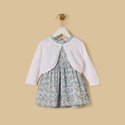 Floral Print Dress with Shrug - Blue / 12-18 mths