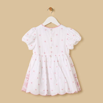 Embroidered Balloon Sleeve Dress with Bloomers