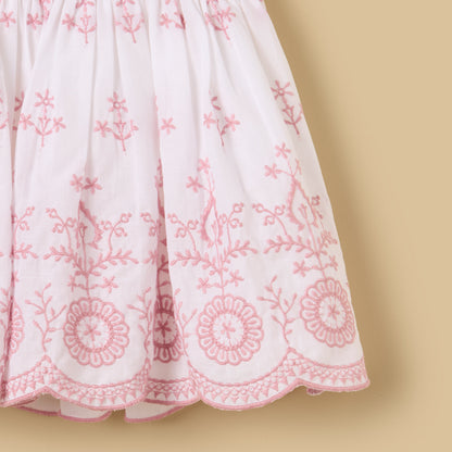 Embroidered Balloon Sleeve Dress with Bloomers