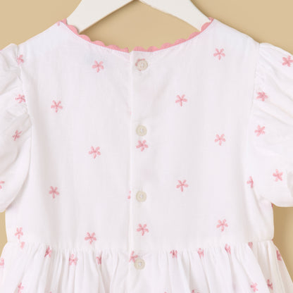 Embroidered Balloon Sleeve Dress with Bloomers