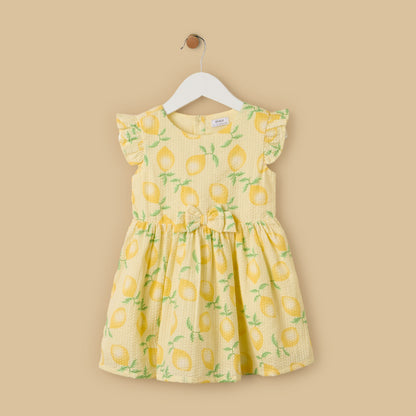 Lemon Print Sleeveless Cotton Dress