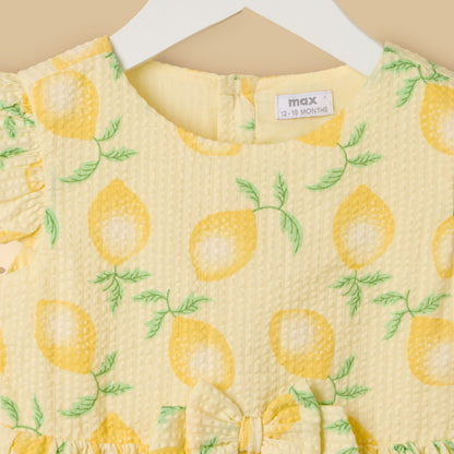 Lemon Print Sleeveless Cotton Dress