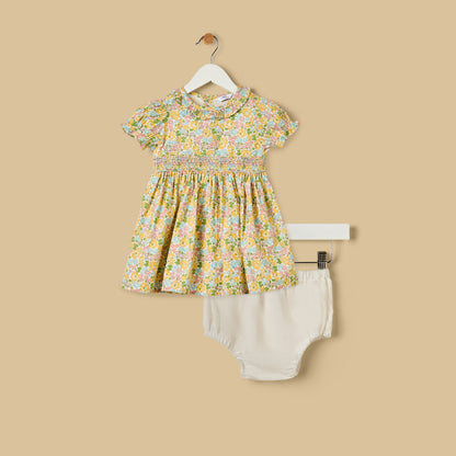 Floral Print Smocked Dress with Bloomers