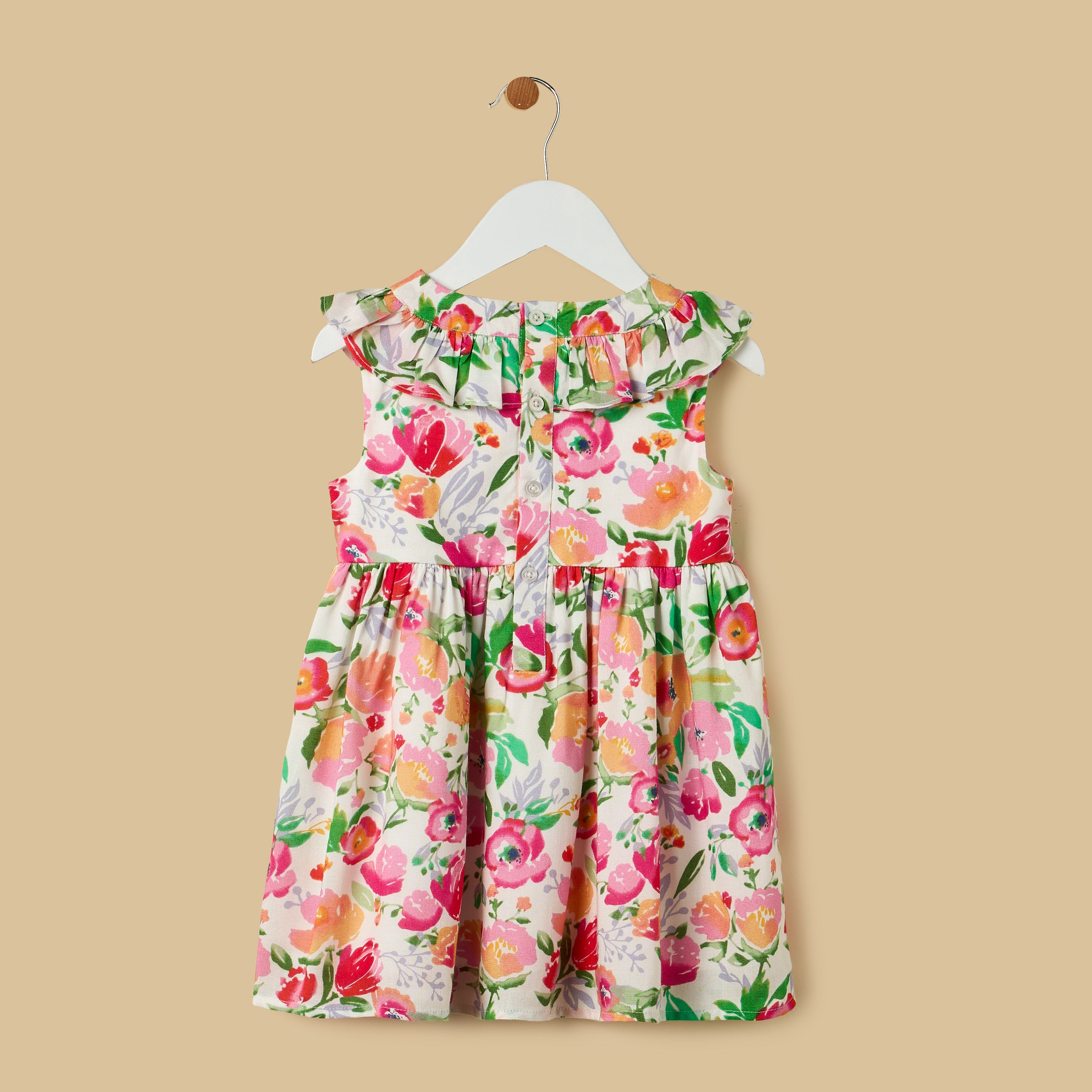 Floral Print Sleeveless Cotton Dress with Bloomers
