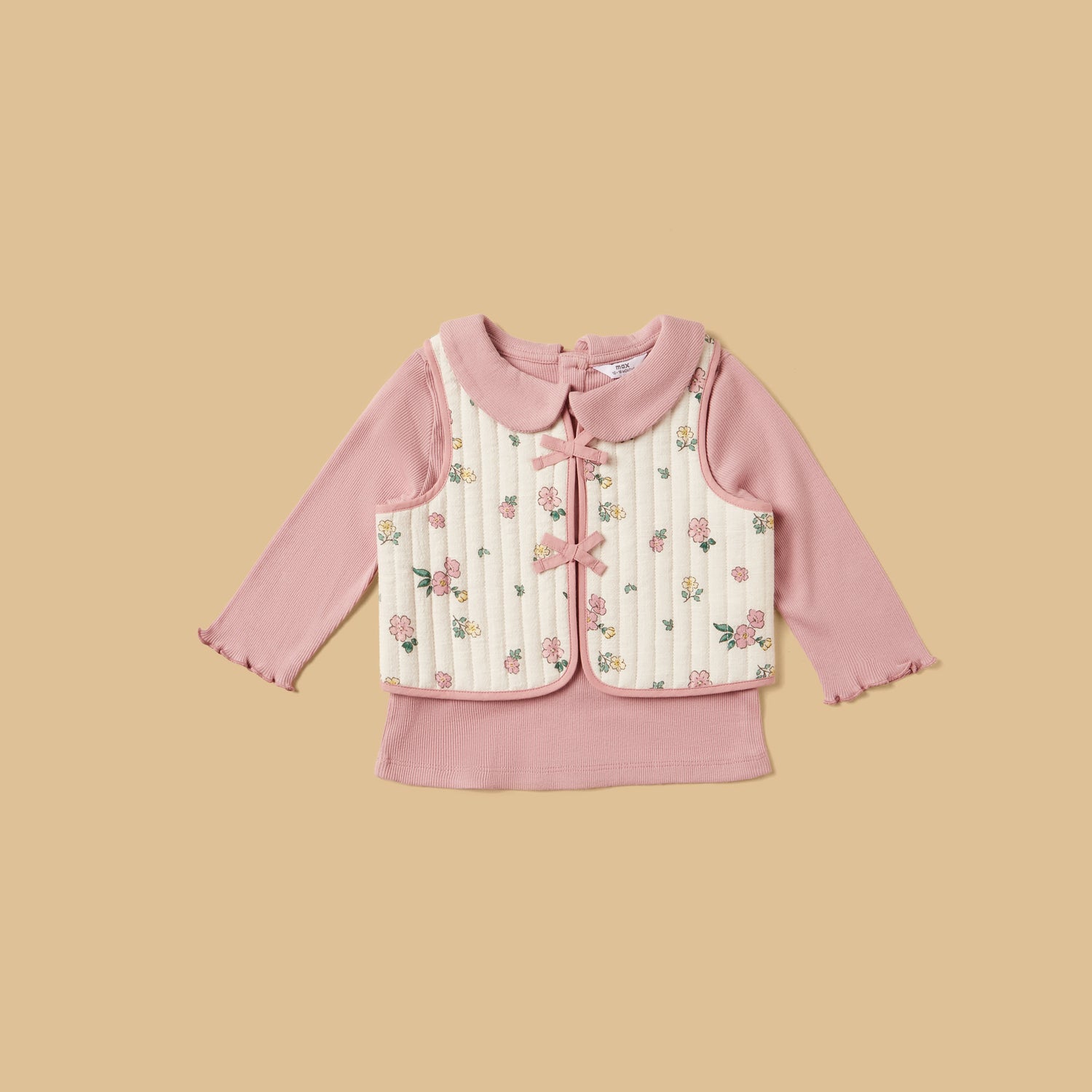 Ribbed Cotton T-shirt with Pants and Printed Jacket