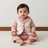 Ribbed Cotton T-shirt with Pants and Printed Jacket - Pink / 12-18 mths
