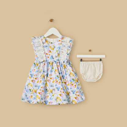 Floral Print Lace Detail Sleeveless Dress