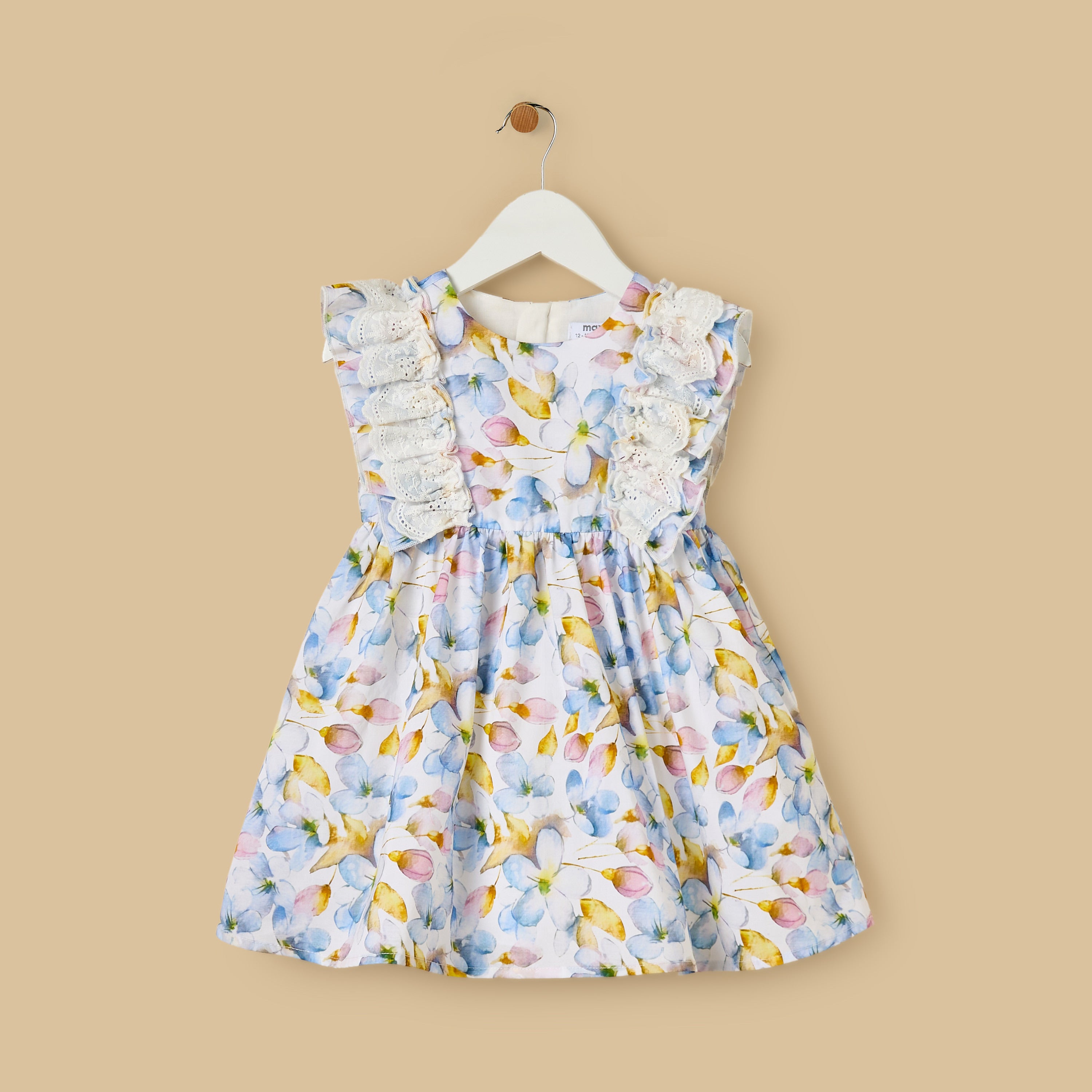 Floral Print Lace Detail Sleeveless Dress