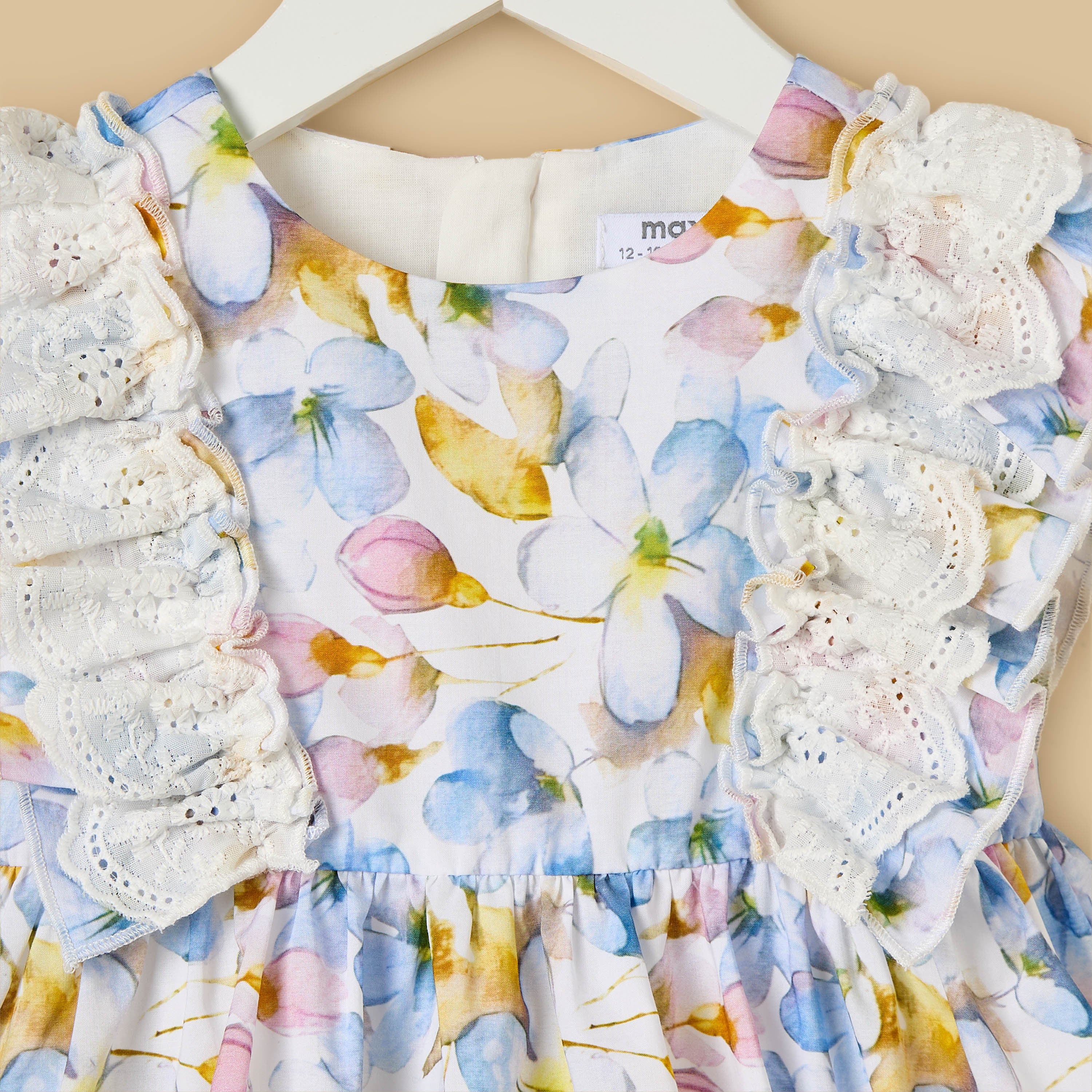 Floral Print Lace Detail Sleeveless Dress