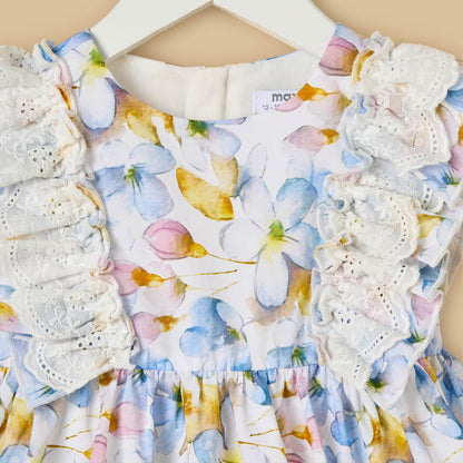 Floral Print Lace Detail Sleeveless Dress