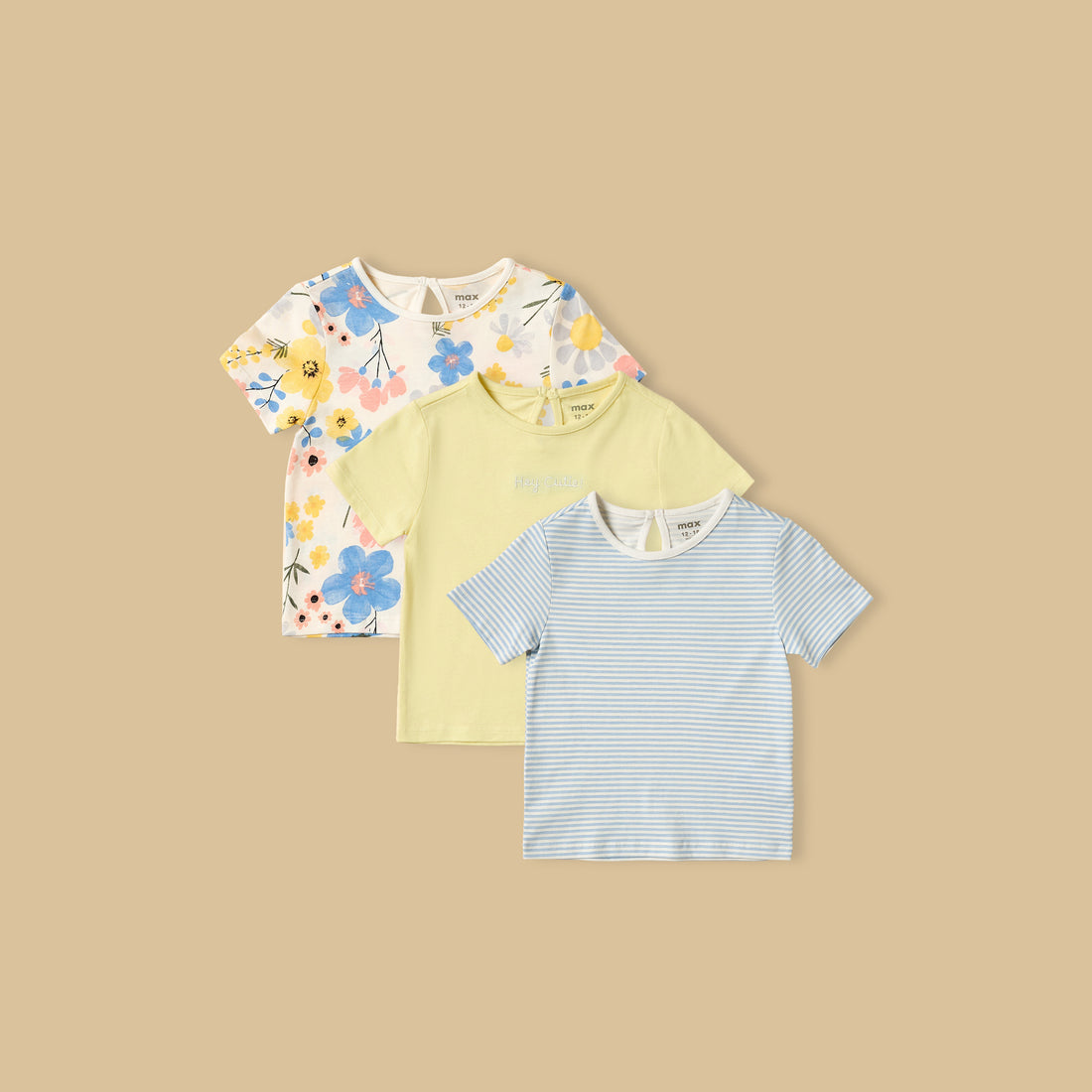 Pack of 3 - Assorted Cotton T-shirt - Multicolour / 12-18 mths