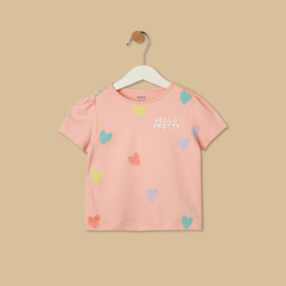 Heart Print Shorts Set - Pink / 12-18 mths