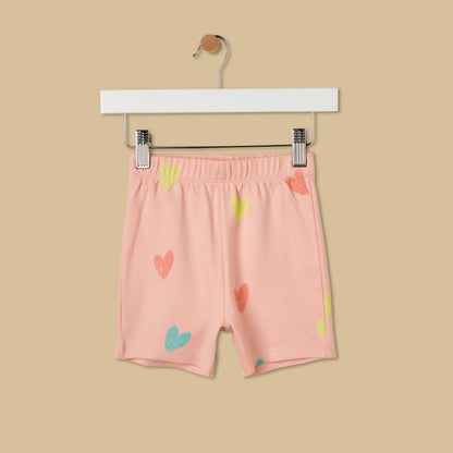 Heart Print Shorts Set