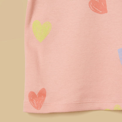 Heart Print Shorts Set