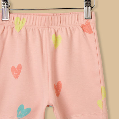 Heart Print Shorts Set