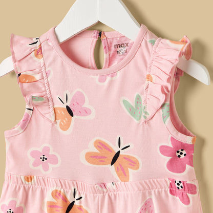 Pack of 2 - Butterfly Print Sleeveless Playsuit