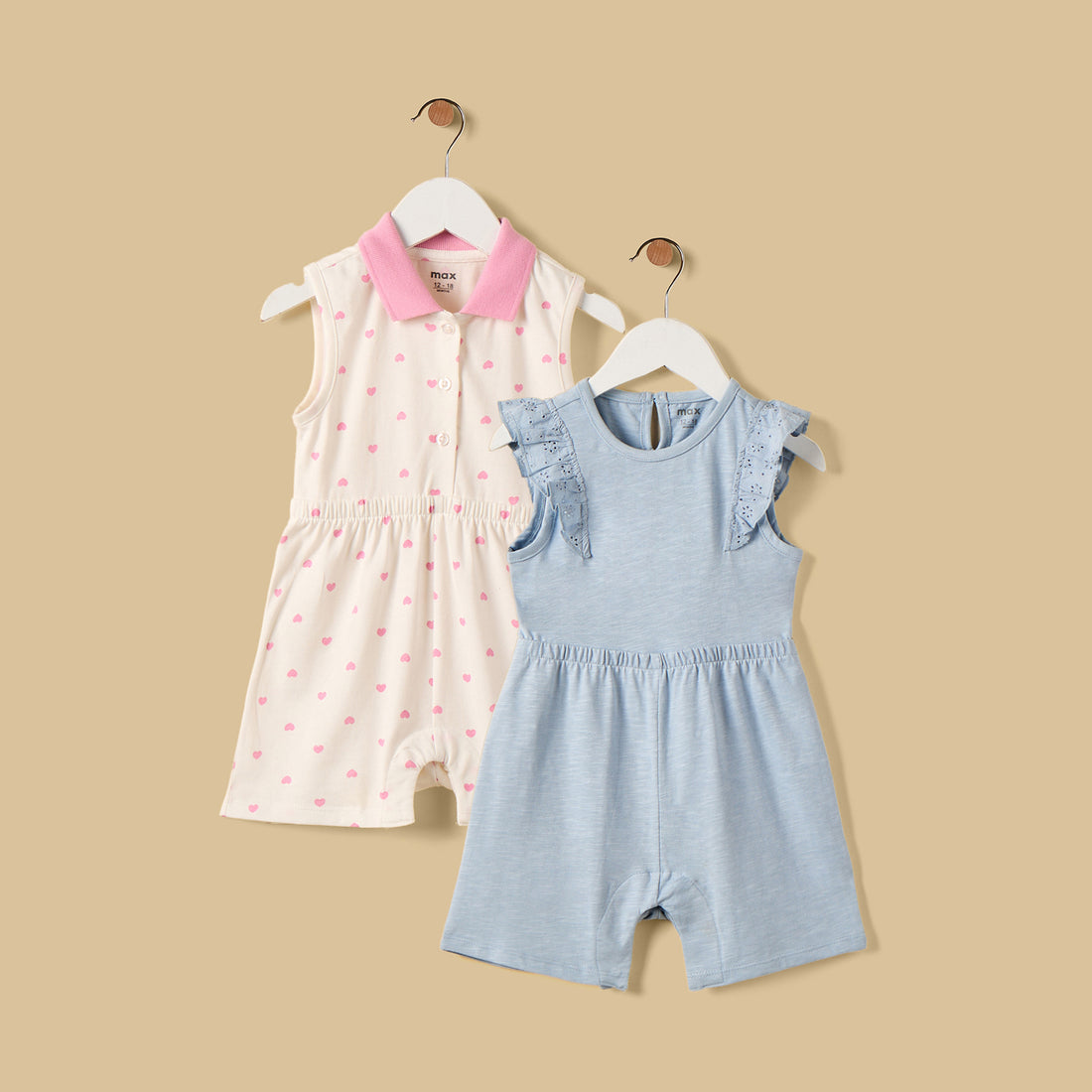 Pack of 2 - Assorted Cotton Playsuit - Multicolour / 12-18 mths
