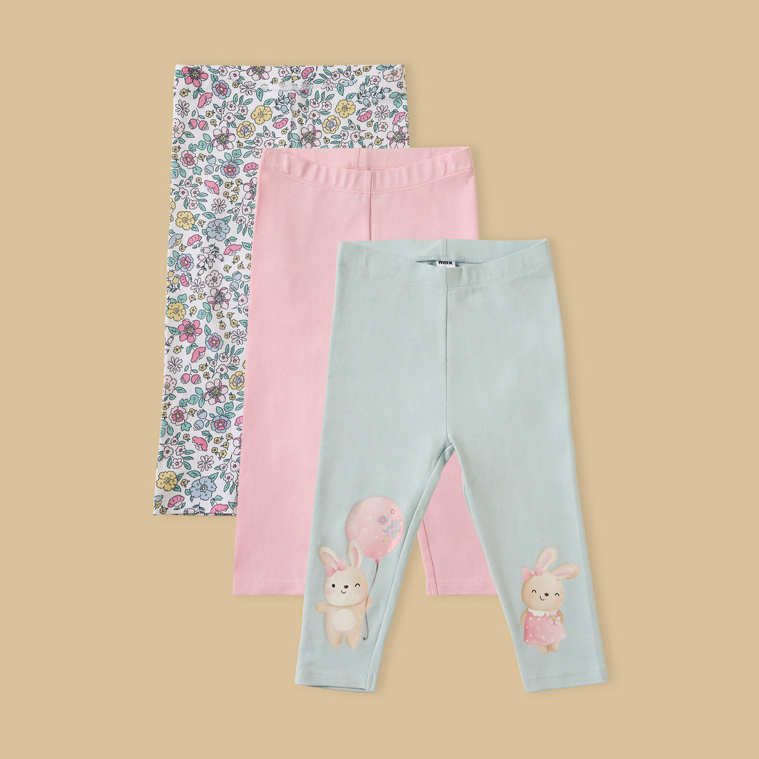 Pack of 3 - Assorted Leggings - Blue / 12-18 mths