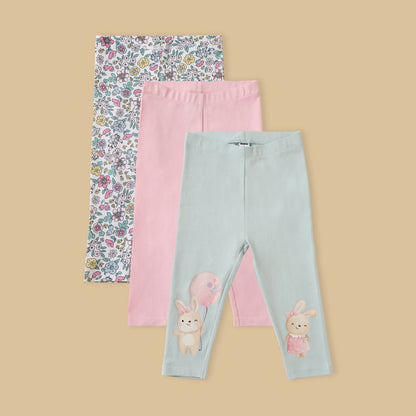 Pack of 3 - Assorted Leggings - Blue / 12-18 mths
